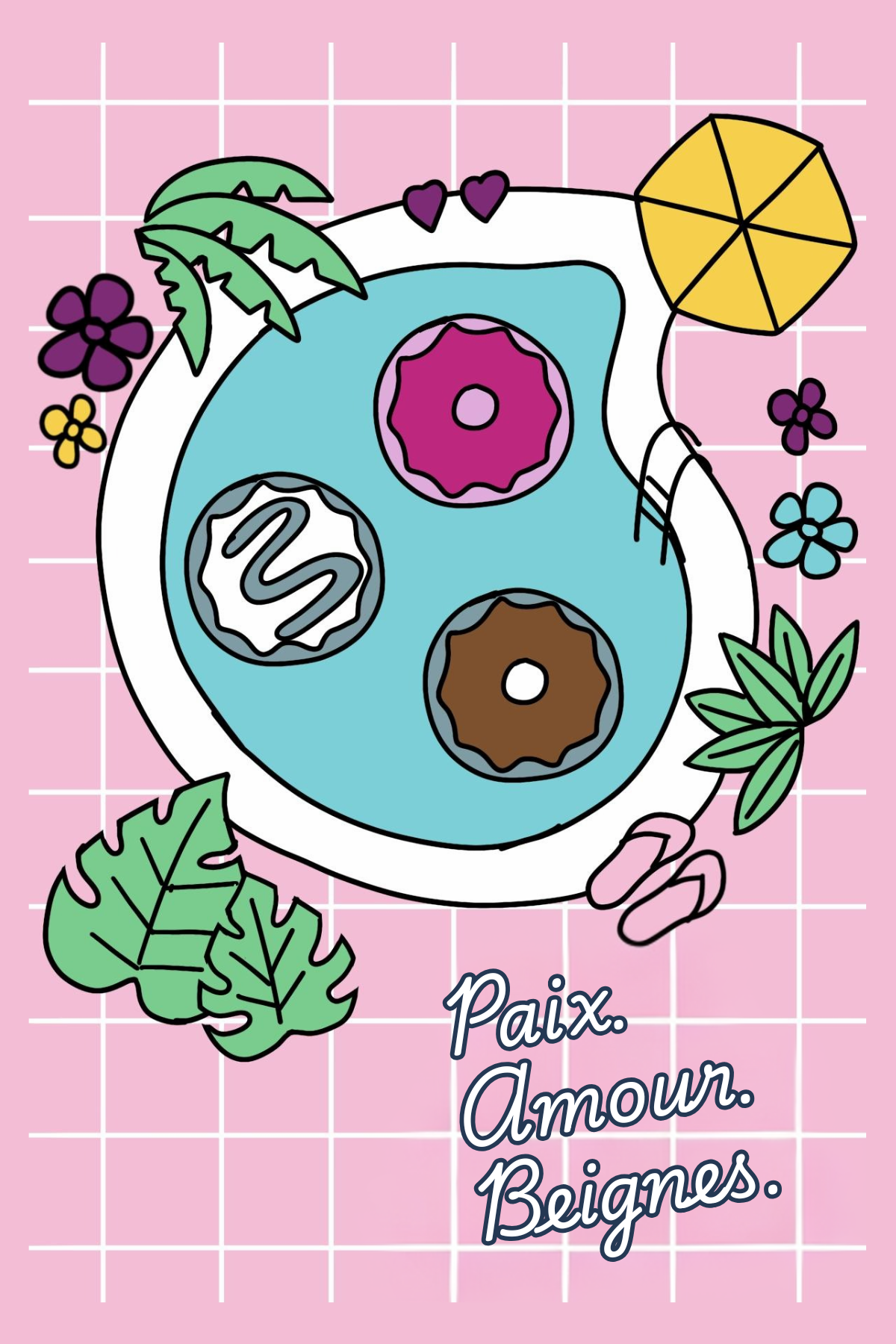 Carte "paix amour beignes"